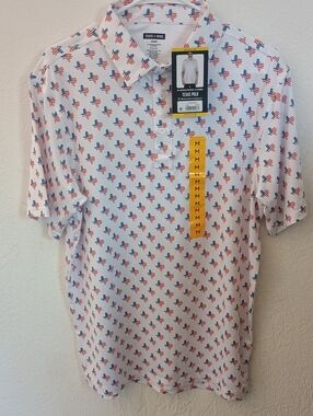 State of Mind White Polo with Red & Blue Texas Print